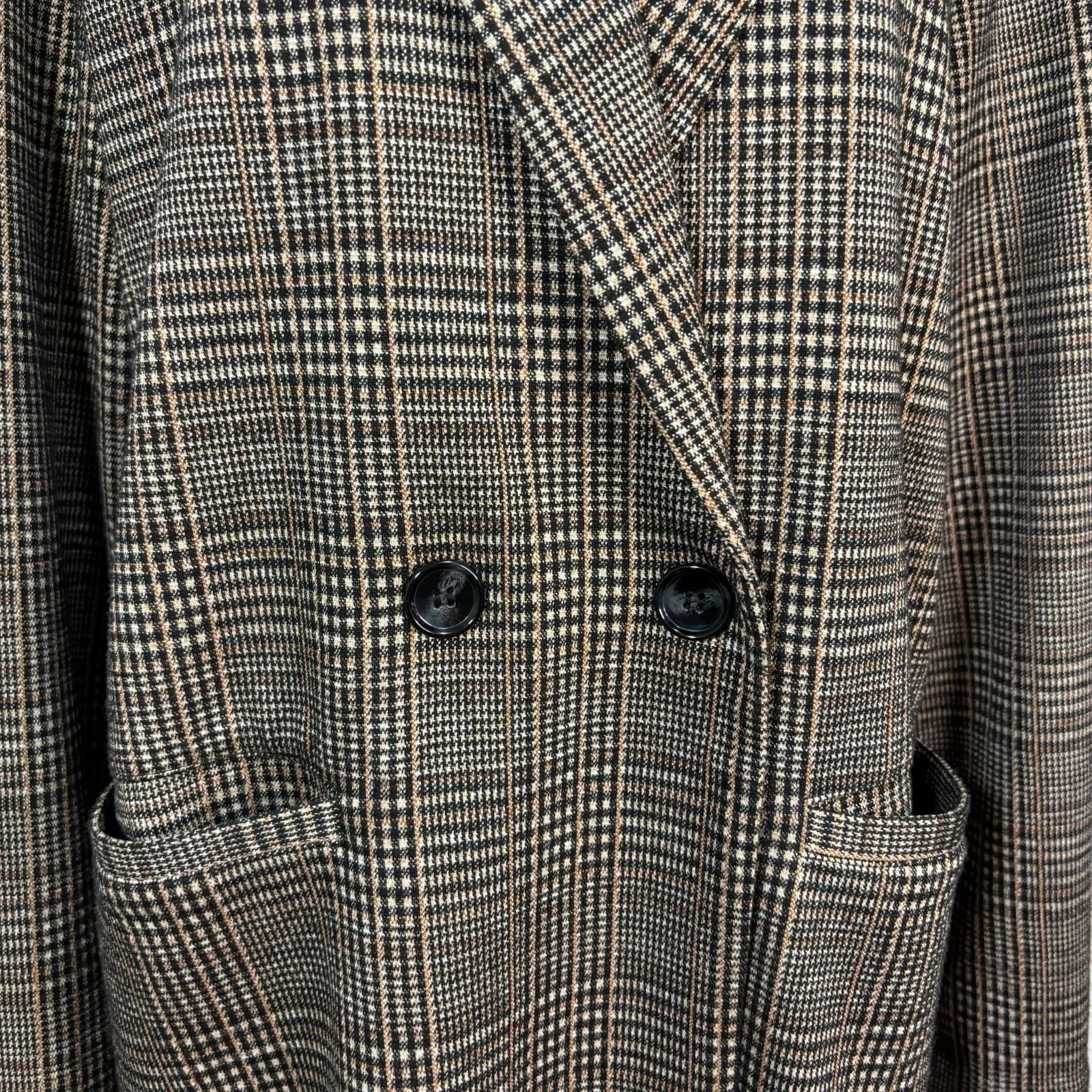 Sanctuary Womens Brown Glen Plaid Long Blazer Coat Academia Preppy Classic L - Image 2