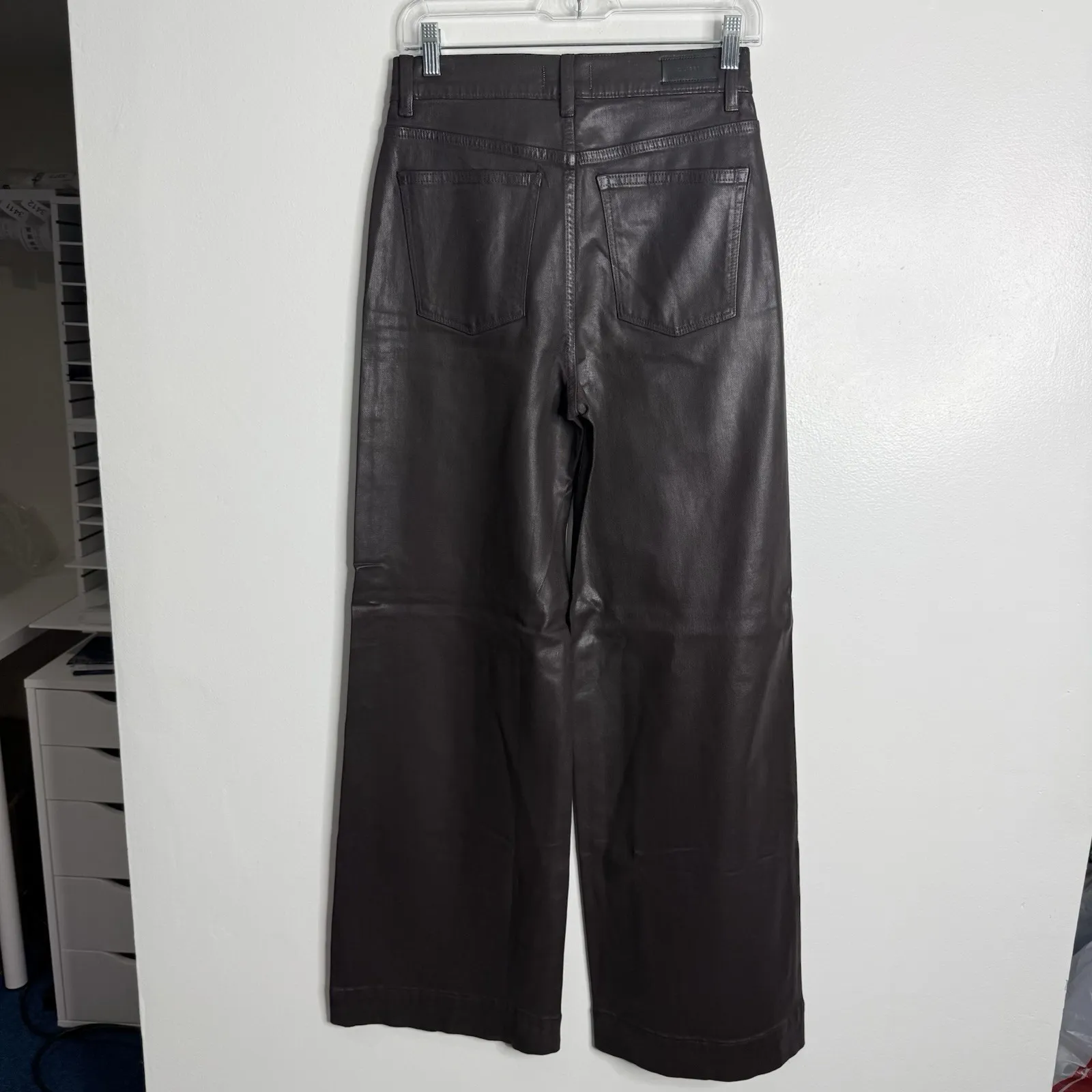 NWOT‎ DL1961 Hepburn High Rise Wide Leg Coated In Mulberry Size 25 - Image 3