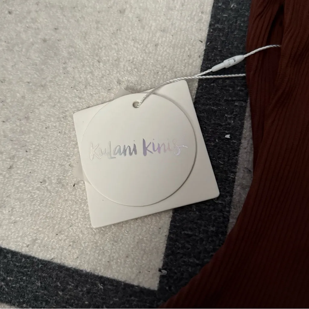 Kulani Kinis Long Cropped Espresso Ribbed Top - Image 2