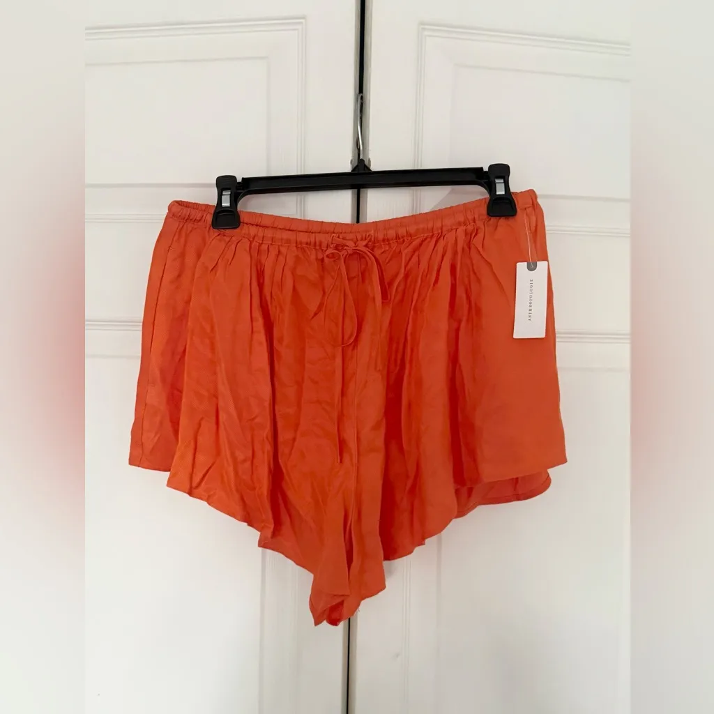 NWT Anthropologie Maeve Orange Silky Drawstring Flowy Chemisette Shorts Small - Image 7