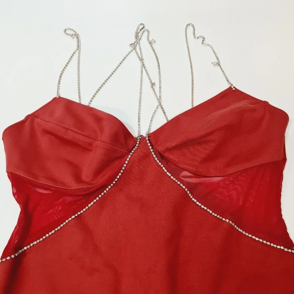 Superdown Jaxie Diamond Mini Dress in Rust XL - Image 5