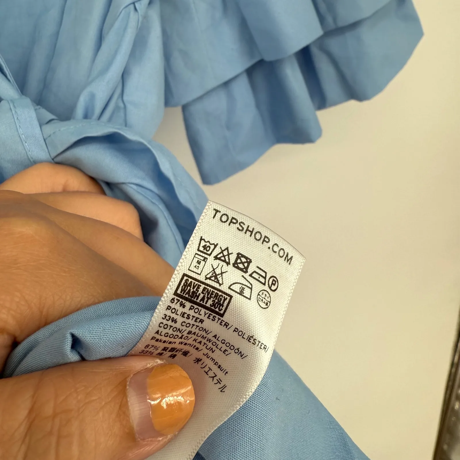 Blue Ruffle Sleeve Wrap Romper Jumpsuit Topshop Size 4 - Image 7