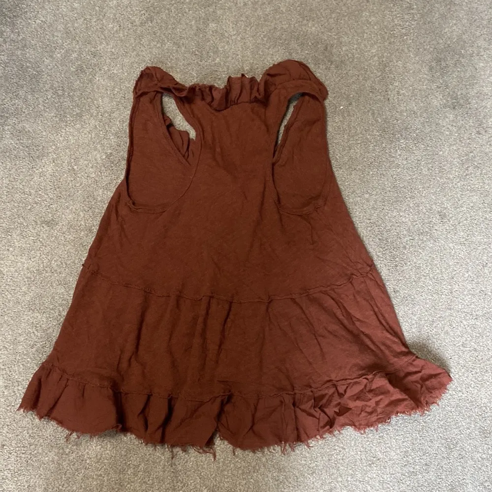 Free People Out And About Rust Orange Racerback Linen Cotton Tank Top Size XS - Image 4