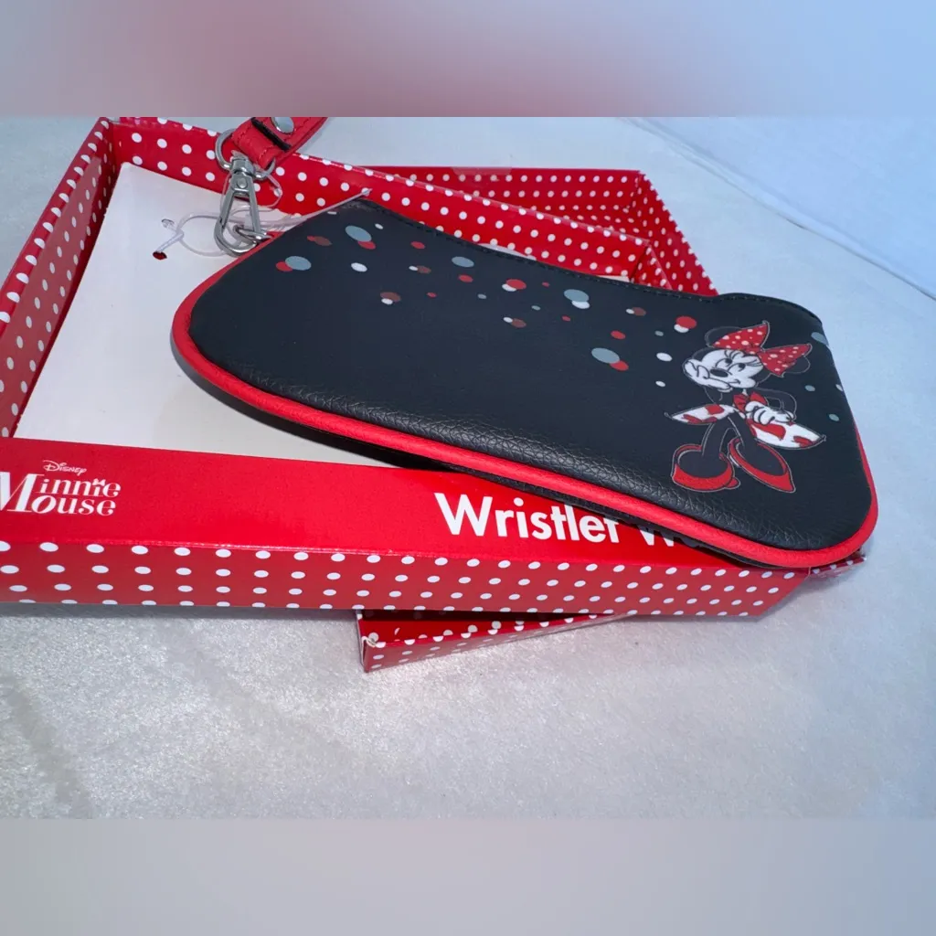 New In Box Disney Minnie Mouse Wristlet Wallet In Black With Red Trim - Image 7