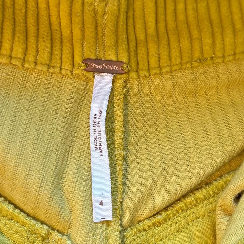 Free People Bali Rhapsody Yellow Corduroy Embellished Shorts - size 4 - Image 5
