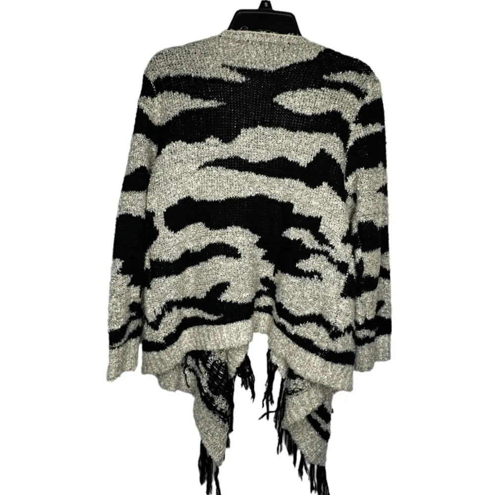Katsumi Acrylic‎ Animal Print Cardigan Sweater with Fringe Black Size M - Image 4