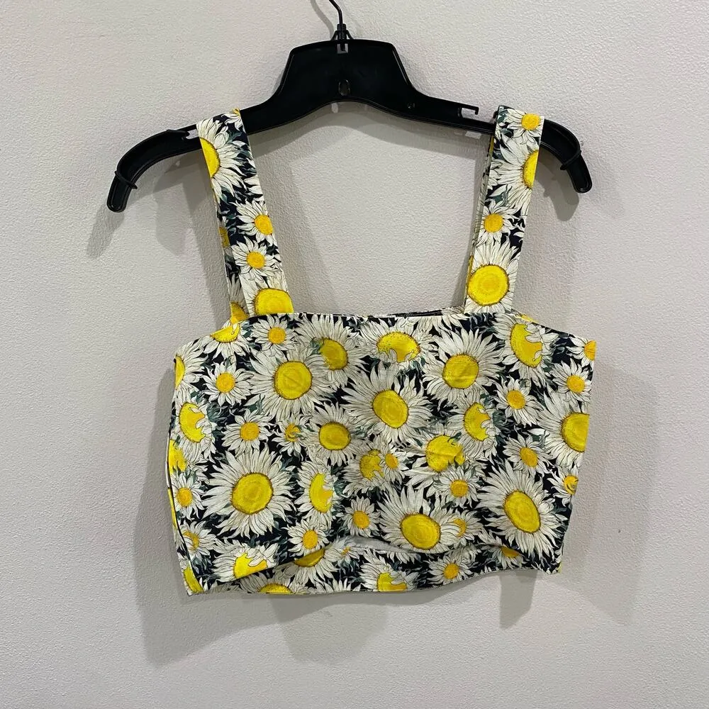 & Other Stories & Other Stories Linen Blend Sunflower Cropped Top - Image 3