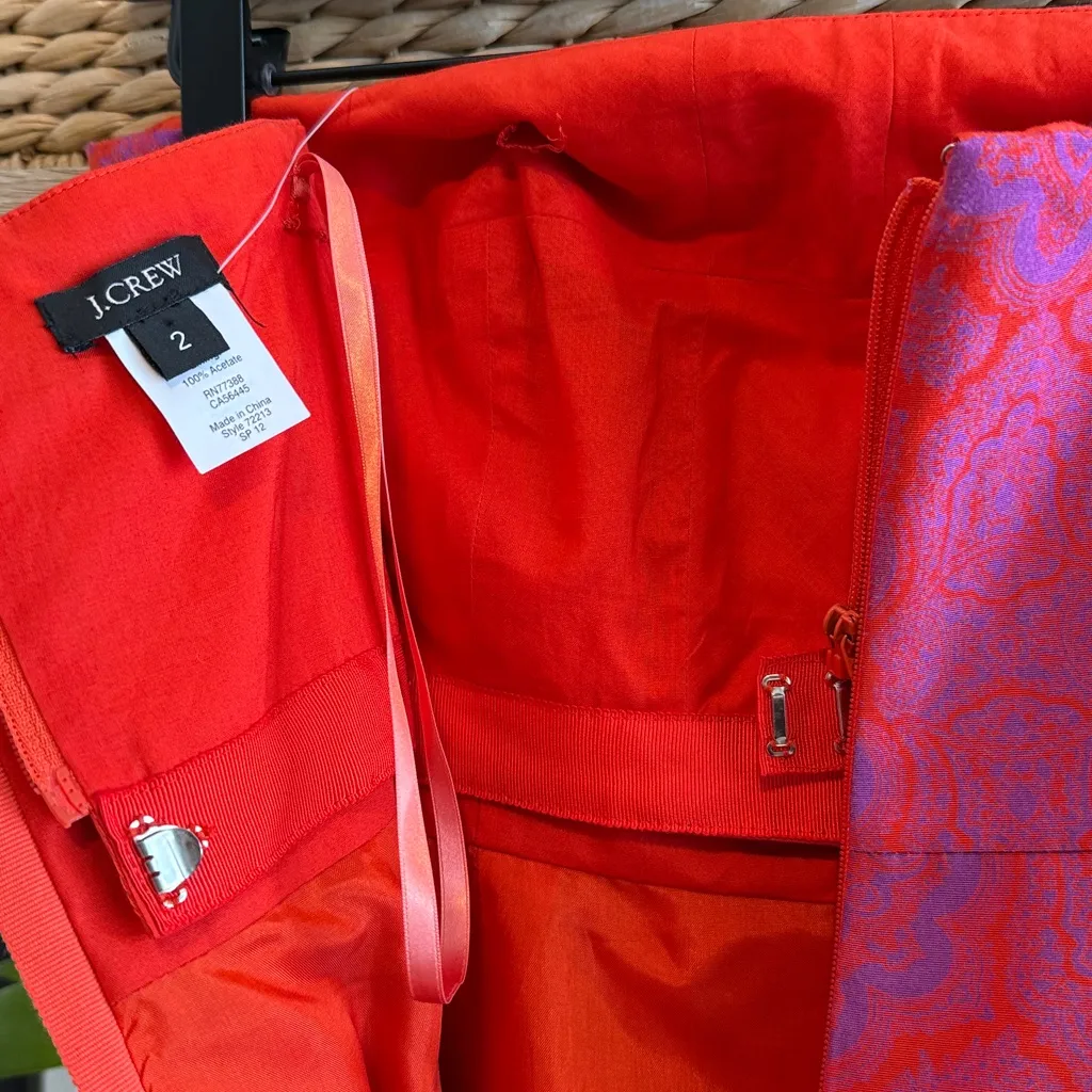 NWT J. Crew Ella Silk Strapless Medallion Paisley Print Dress, 2 - Image 8