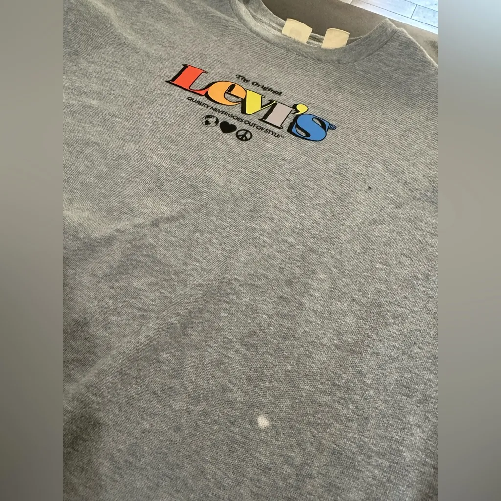 Levi's Gray Sweatshirt Pride Rainbow Very Oversized Sz M 80s look - Image 4
