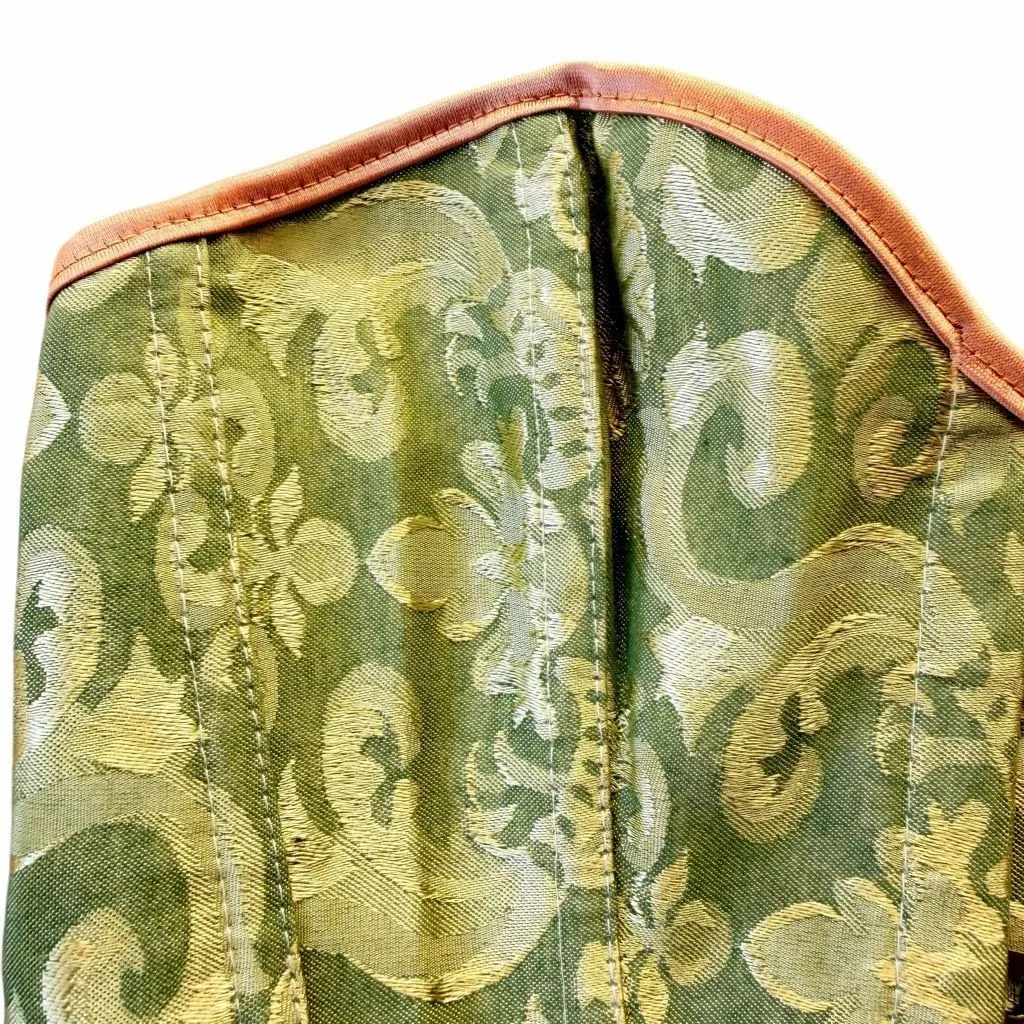 Hook Lace Canvas Sexy Brocade Waist Training Corset Green Sz S #2547 - Image 2