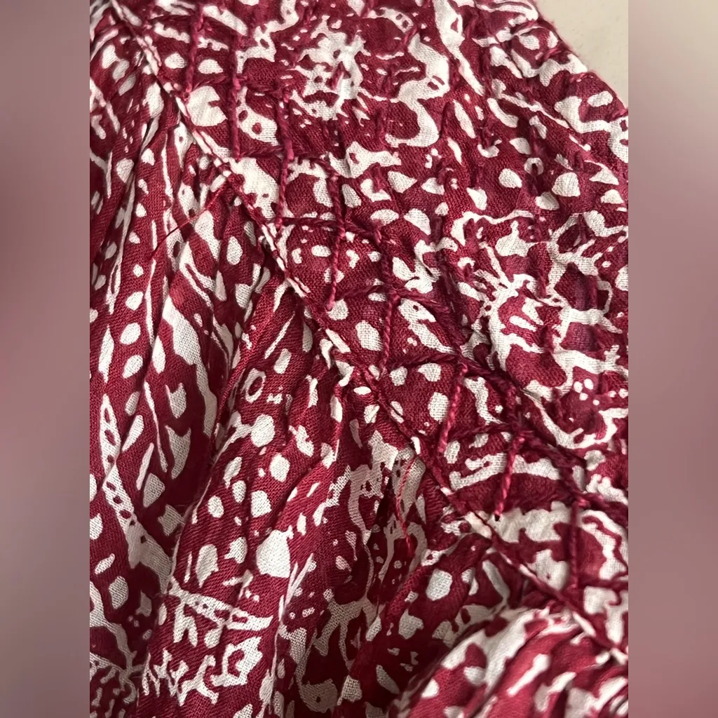 We Free People Cool Meadow Printed Sweet Cranberry Cotton Tunic Top - Image 12