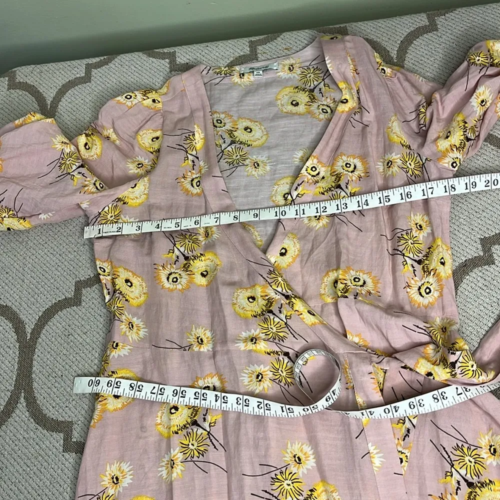 Madewell Linen-Blend Ruffle-Cuff Wrap Dress in Dutch Dandelions - Image 10