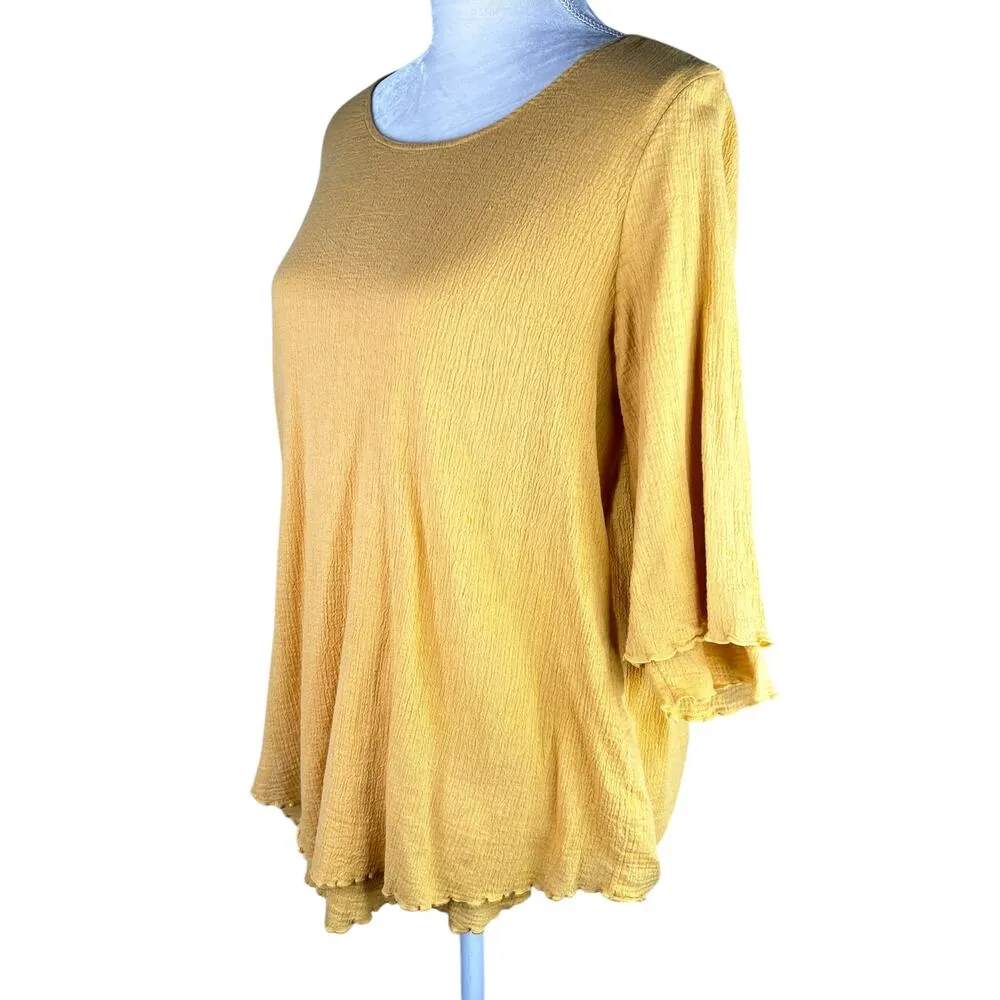 Soft Surroundings Siesta Key Tunic Top M Mustard Vacation Cruisewear - Image 4