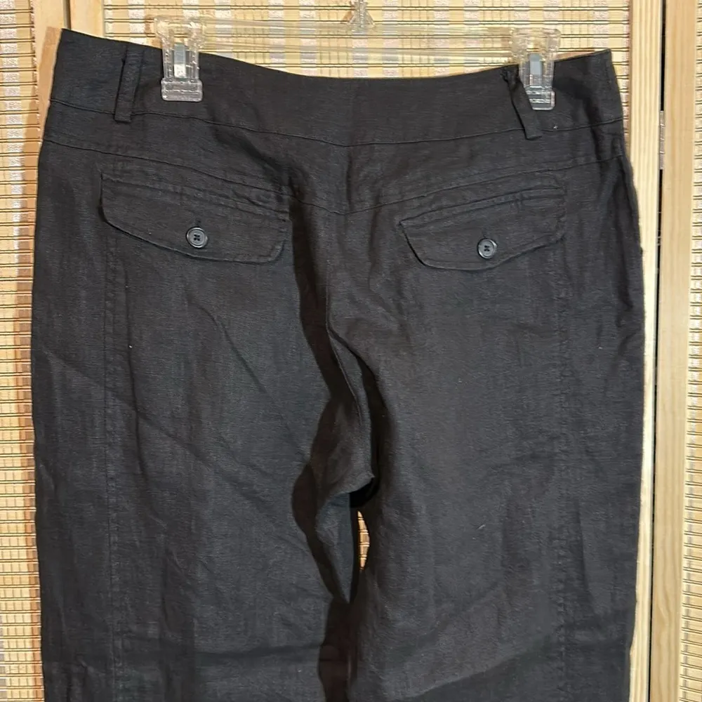 Whitewash Black 100% Linen Dressy Pants Slacks Size 8 Natural Fibers - Image 9