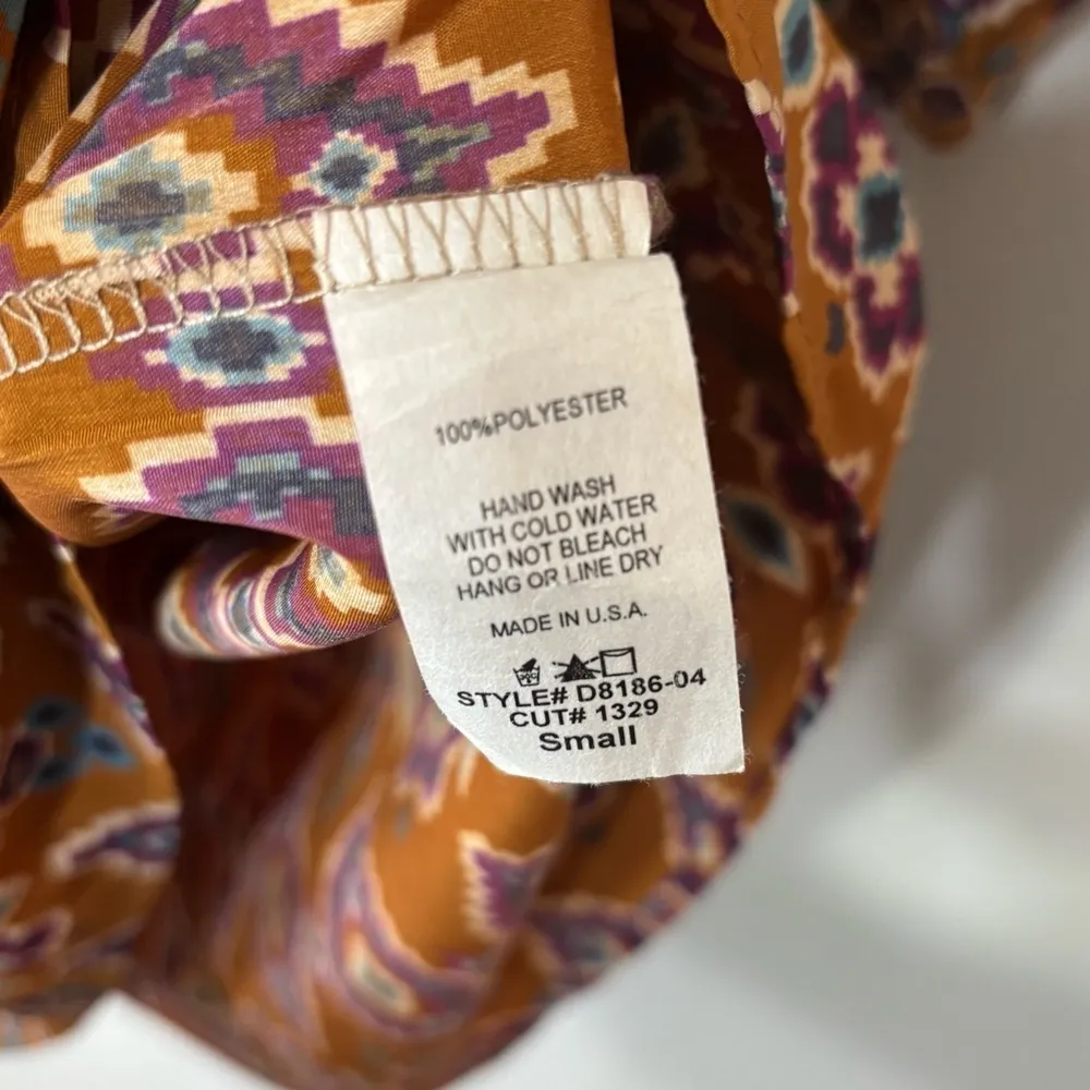 Peaches & Cream Orange Multi Color Aztec Print Light Weight Spring Mini Dress S - Image 5