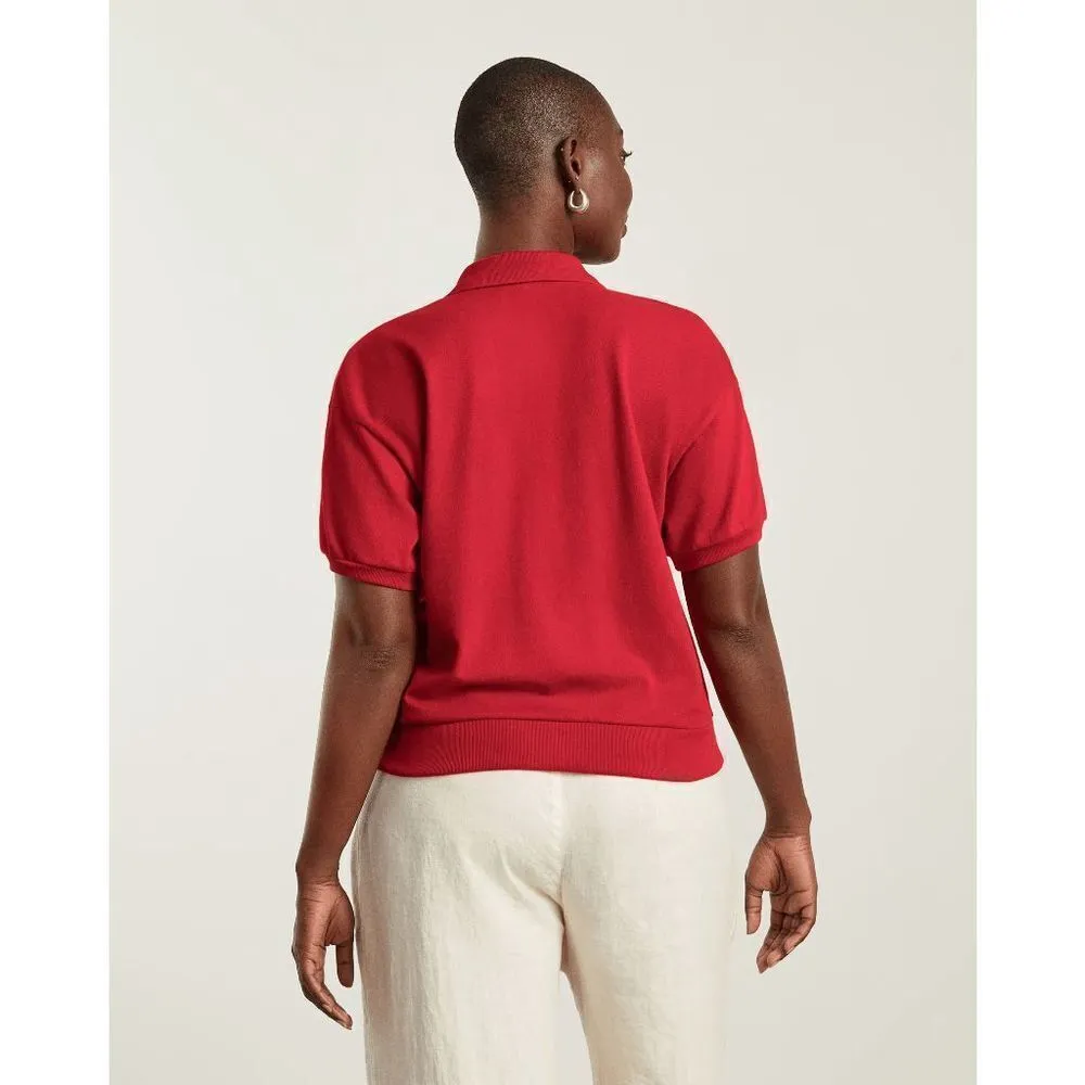 Everlane  The Oversized Polo Shirt Top Cotton Goji Berry Red Size S NWT - Image 2