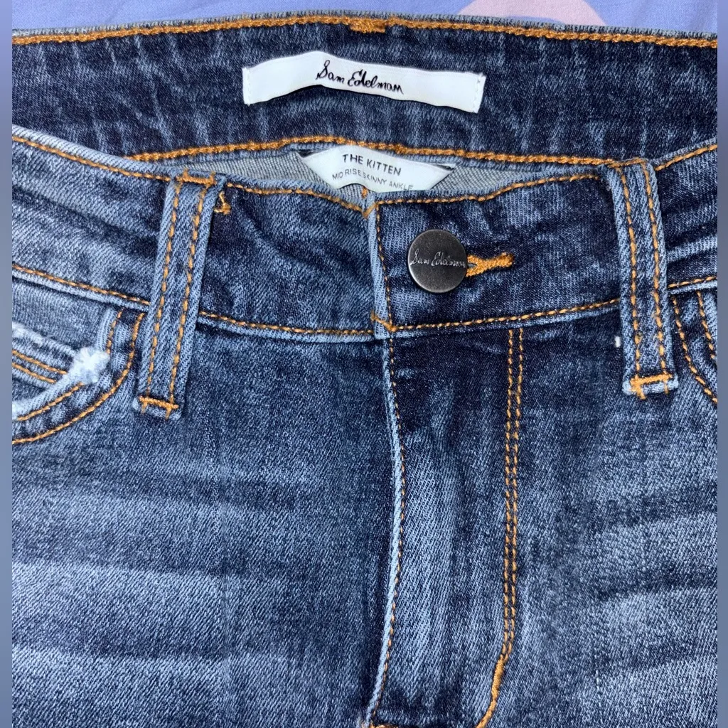 NWT Sam Edelman The Kitten Mid Rise Skinny Ankle Dark Wash Jeans Women Size 2/26 - Image 5