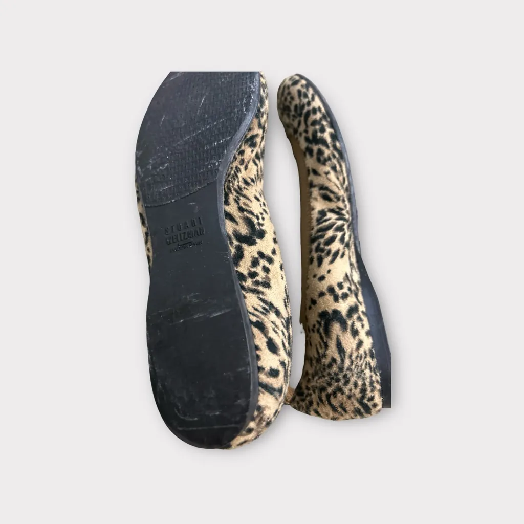 Stuart Weitzman Women Sz7 M Lastikon Leopard Print Suede‎ Ballet Flat Comfort - Image 4