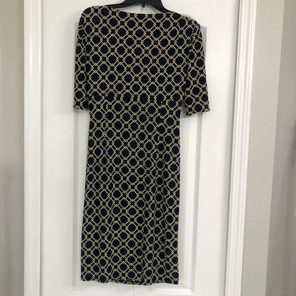 Lauren Ralph Lauren womens v neck elbow sleeves rouched side jersey knit dress 6 - Image 2