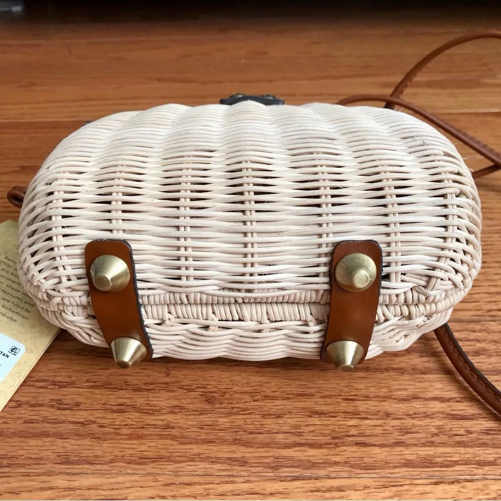 Patrica Nash Spring Wicker Crossbody Natural Tan Leather handbag NWT - Image 8