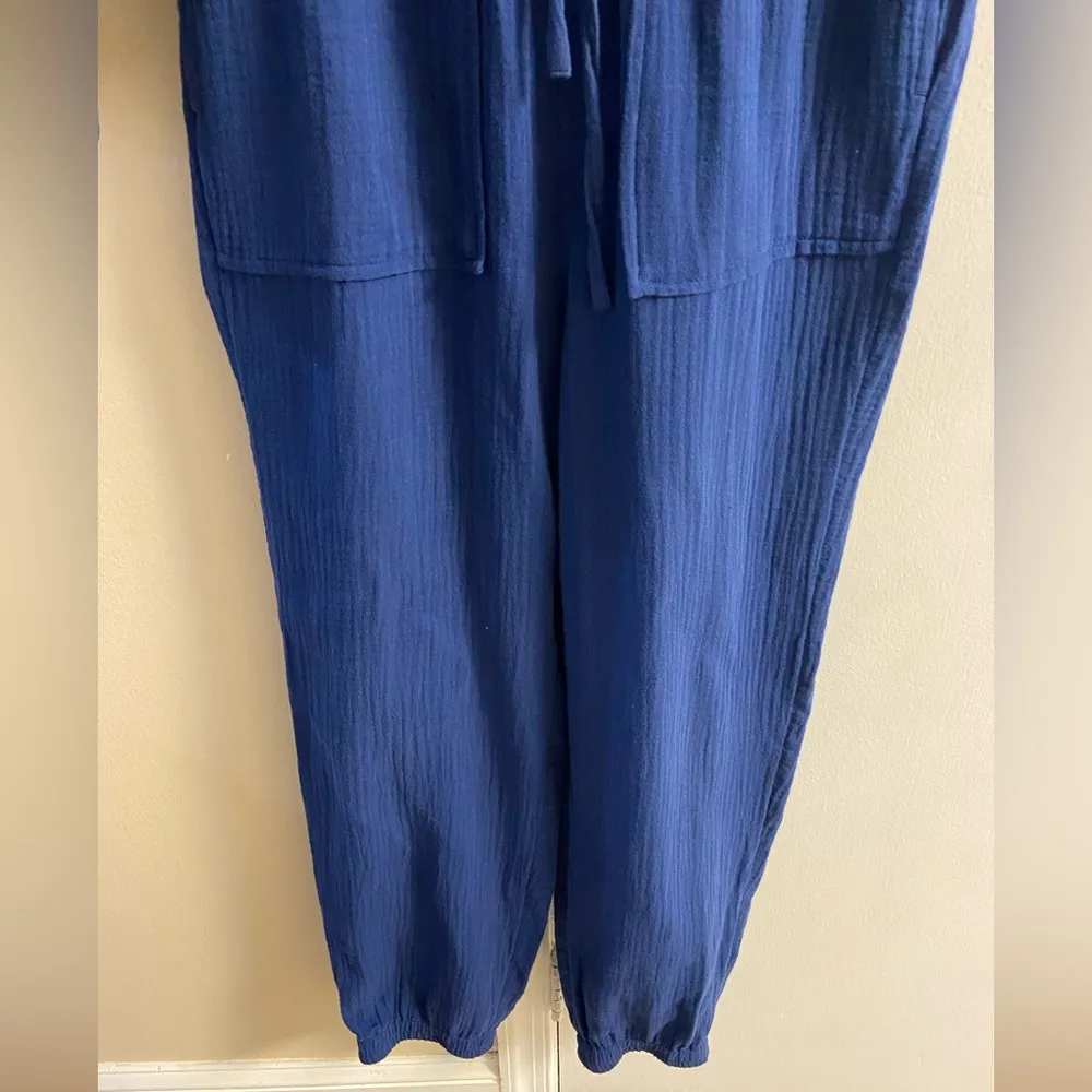 Madewell lightspun tapered leg gauze navy blue jumpsuit women XS/S - Image 5