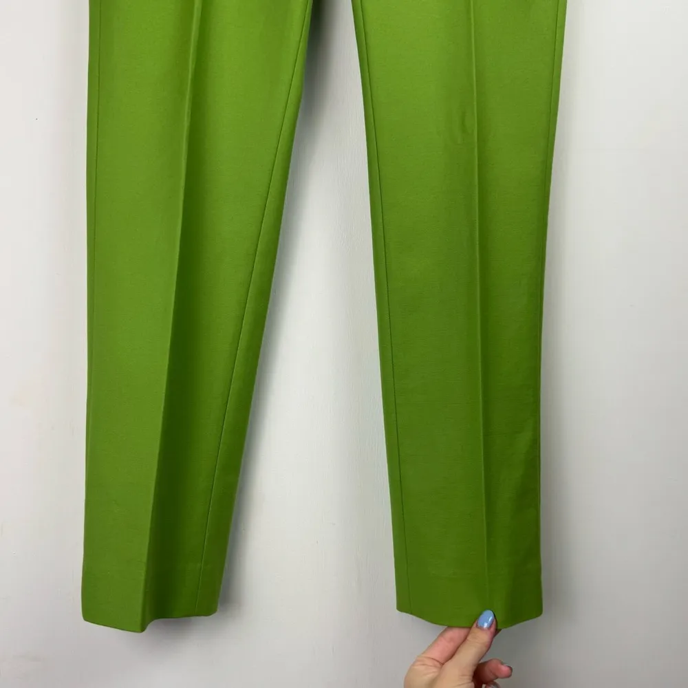 Lafayette 148 Pleat Trousers Sz 0 Green Slim Cut Tapered Dress Pants - Image 7