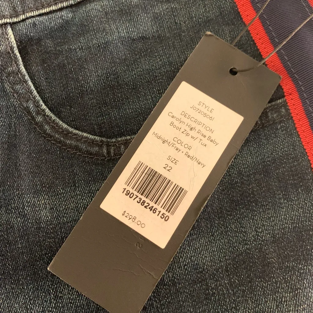 NWT Veronica Beard Carolyn Baby Boot High Rise Cropped Tuxedo Stripe Jeans‎ 22 - Image 3