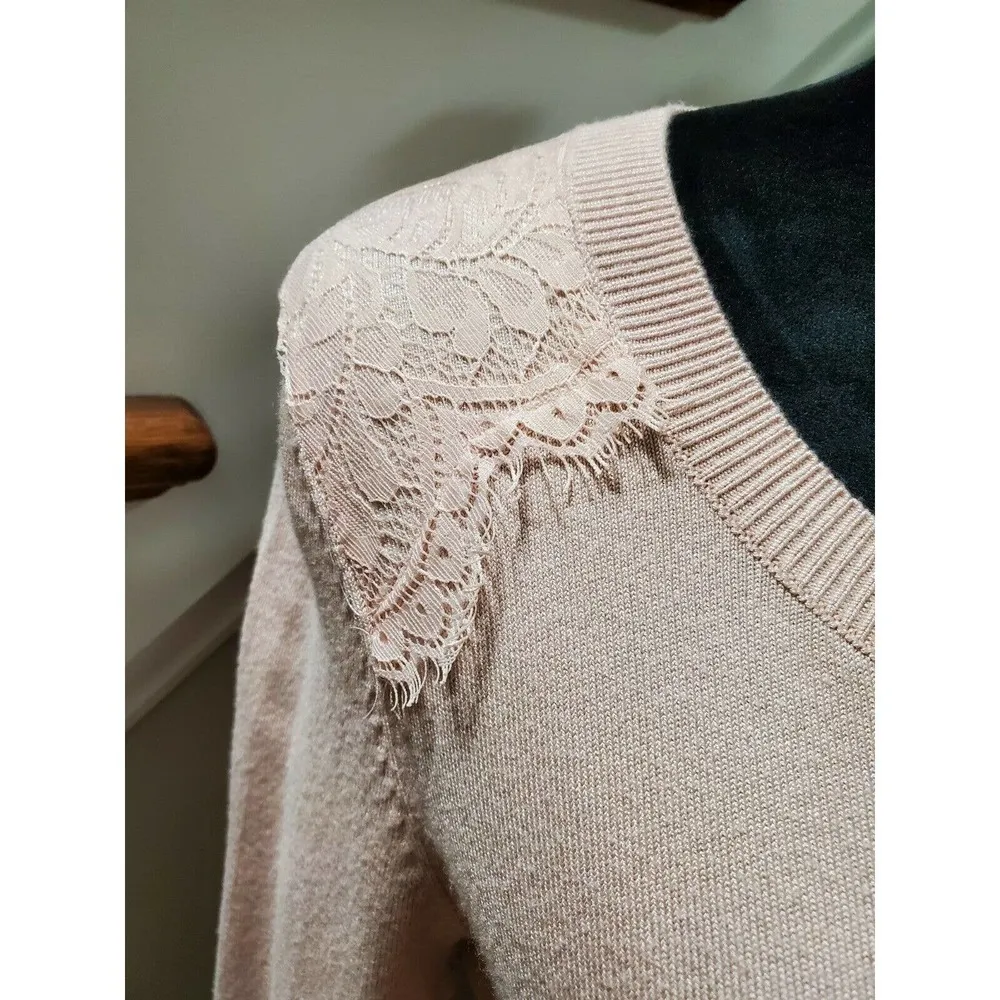 Adrianna Papell Women's Pink Rayon Round Neck Long Sleeve Sweater Top Size Small - Image 5