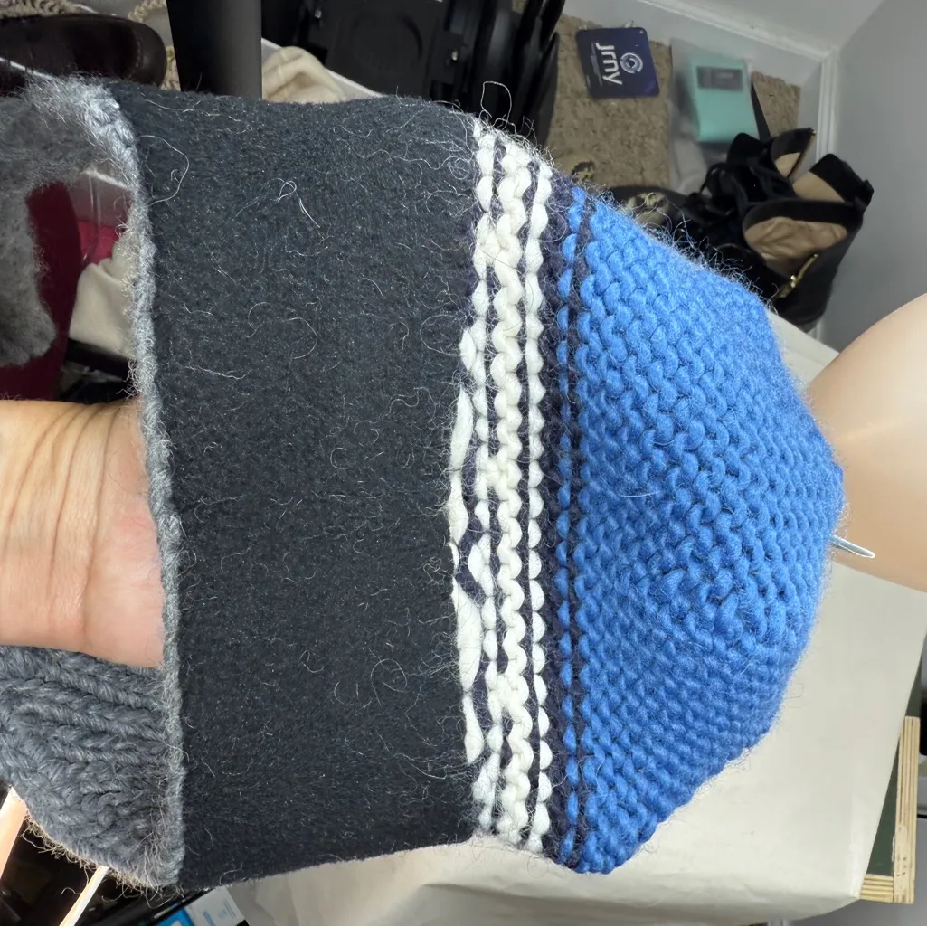 Bula Wool Blend Geometric Print Knit Trapper Hat with Interior Fleece Ear Band Blue - Image 9