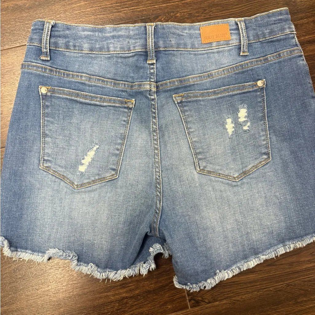 Judy Blue Denim Shorts with Leopard Accents - Image 3