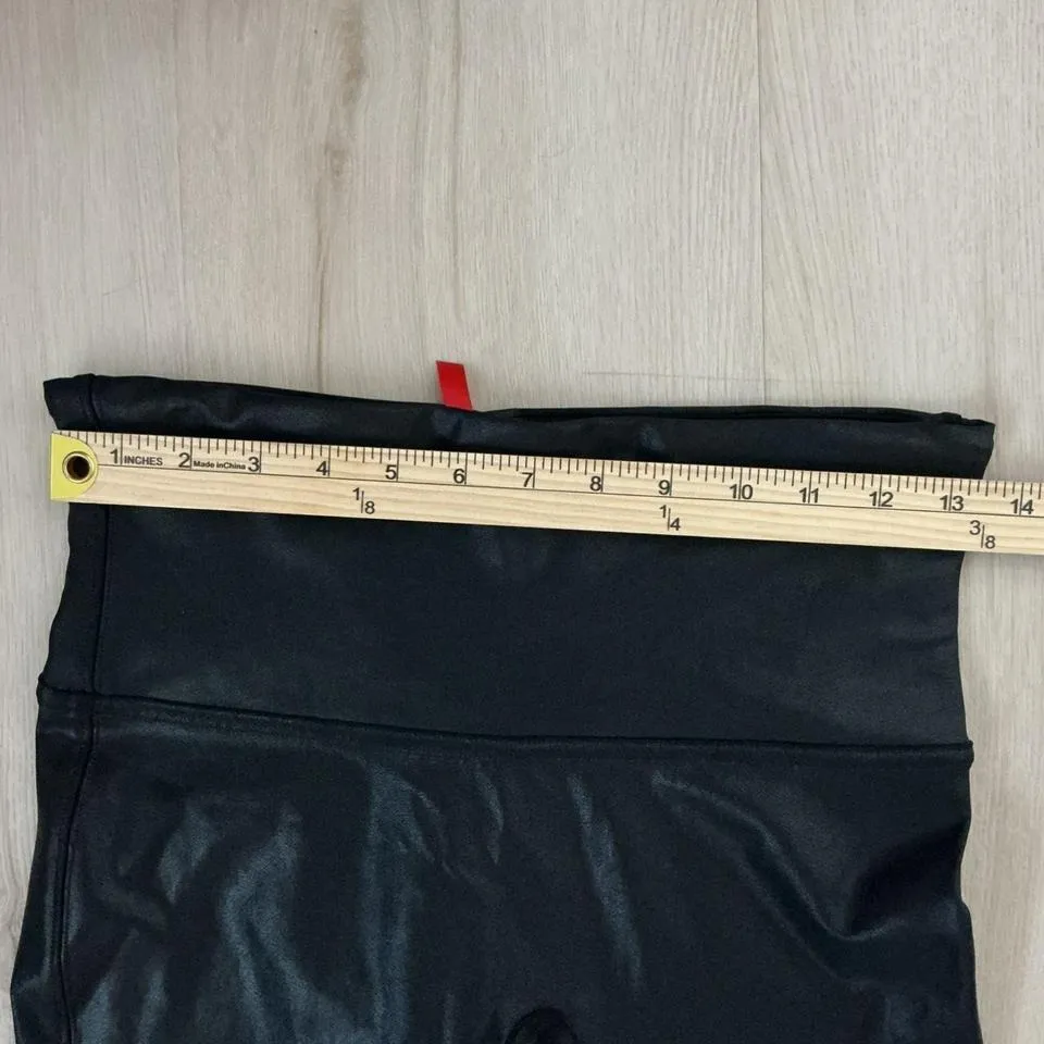 Spanx Faux‎ Leather Leggings Large L/G Black Shiny High Waist Tights Pants - Image 5