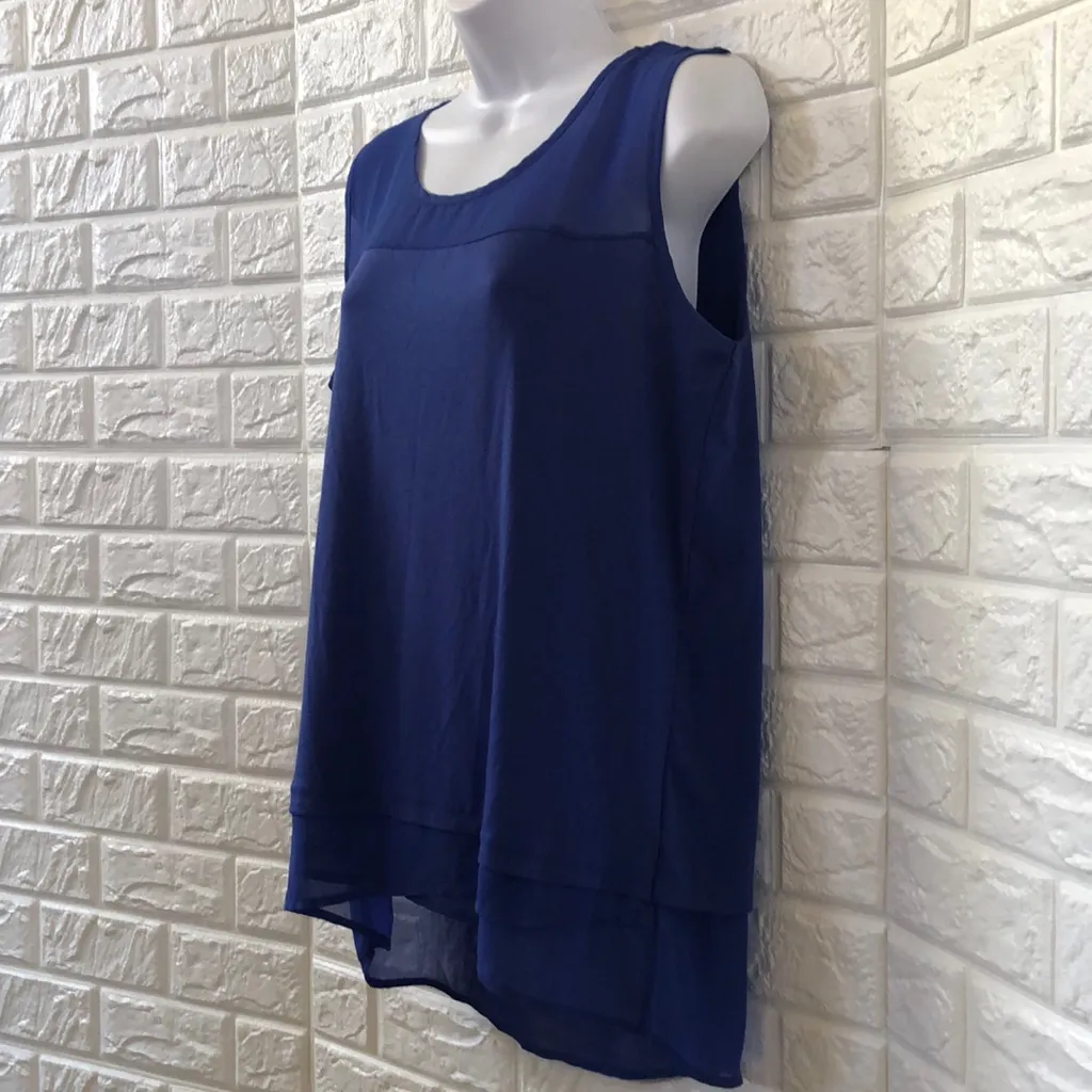 Verve Ami blue‎ chiffon trimmed tank top - Image 3