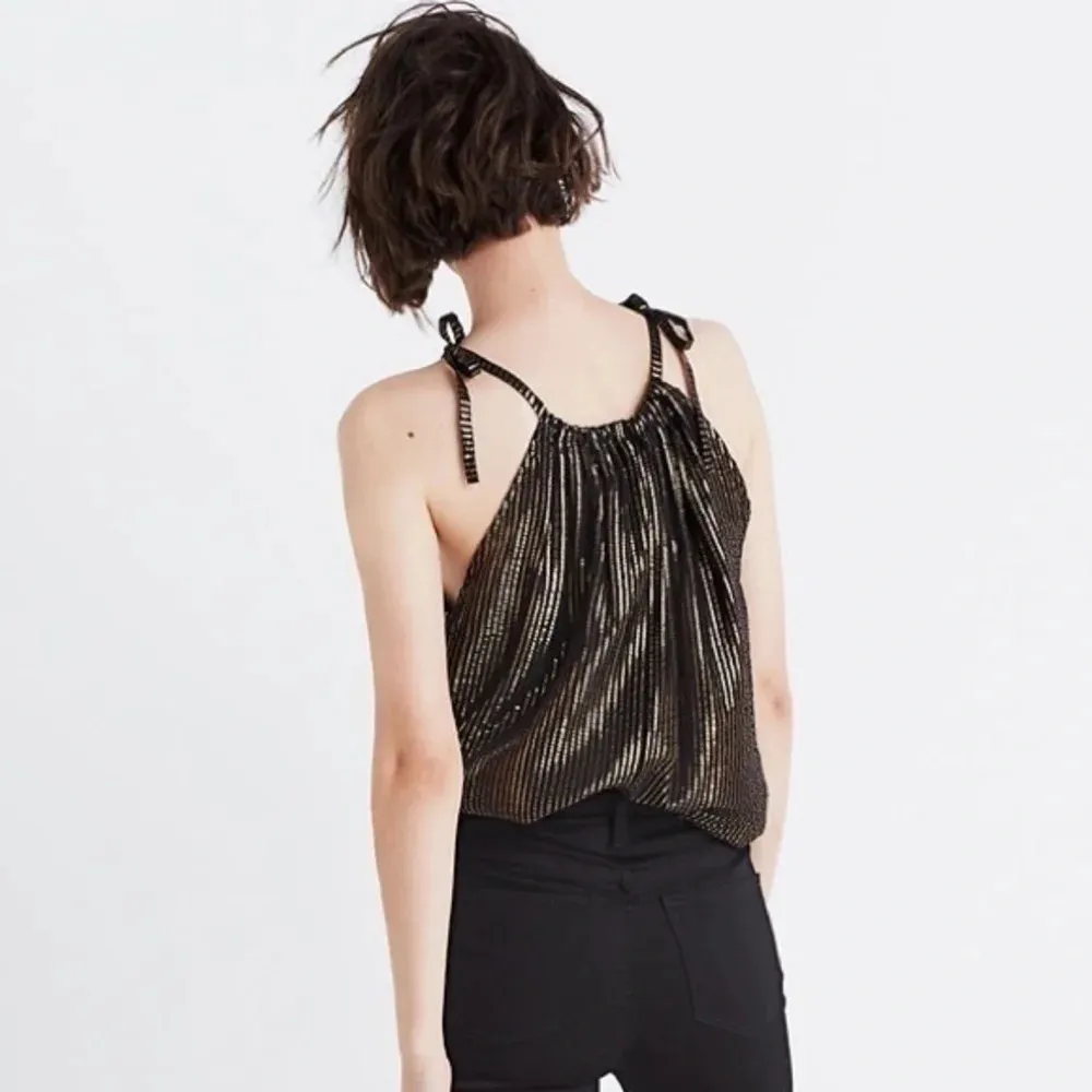 Madewell • Black Gold Metallic Striped Cami Top - Image 3