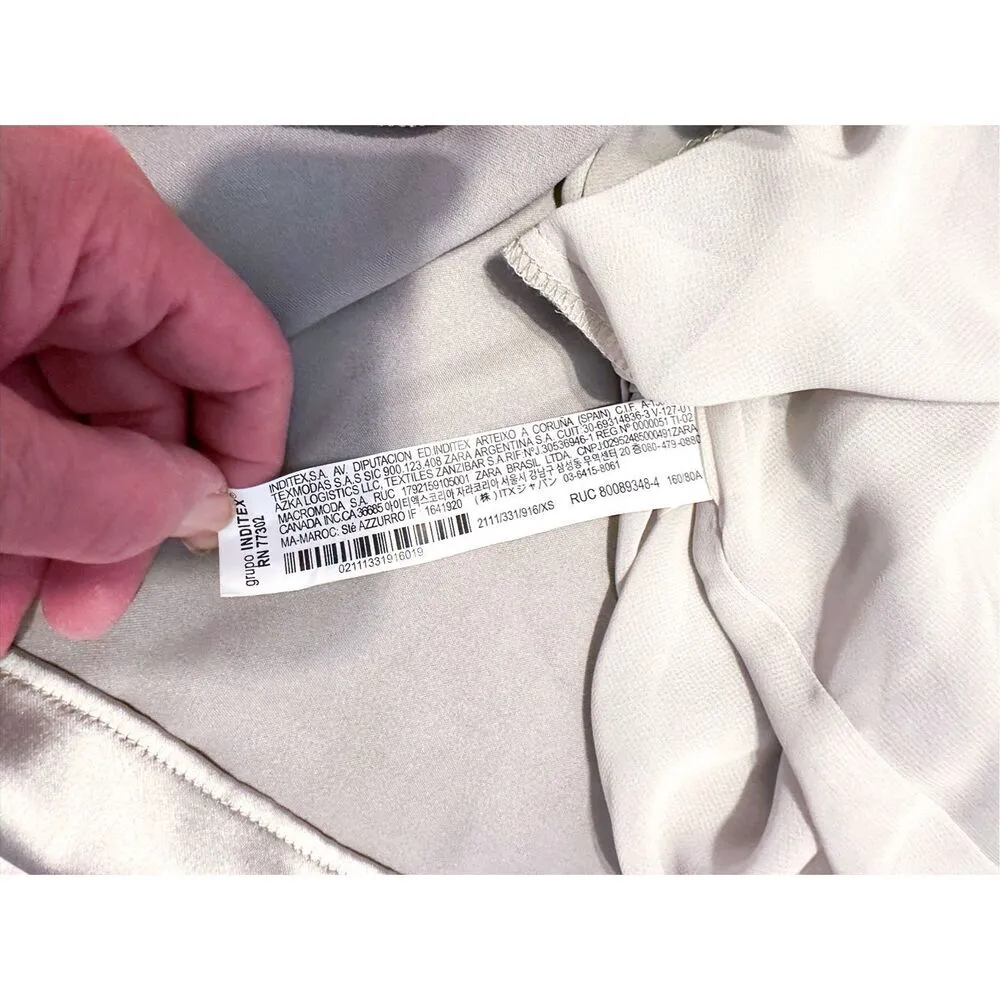 Wrap Satin Effect “Grey Green” Dress Blogger Favorite Womens X-Small - Image 5