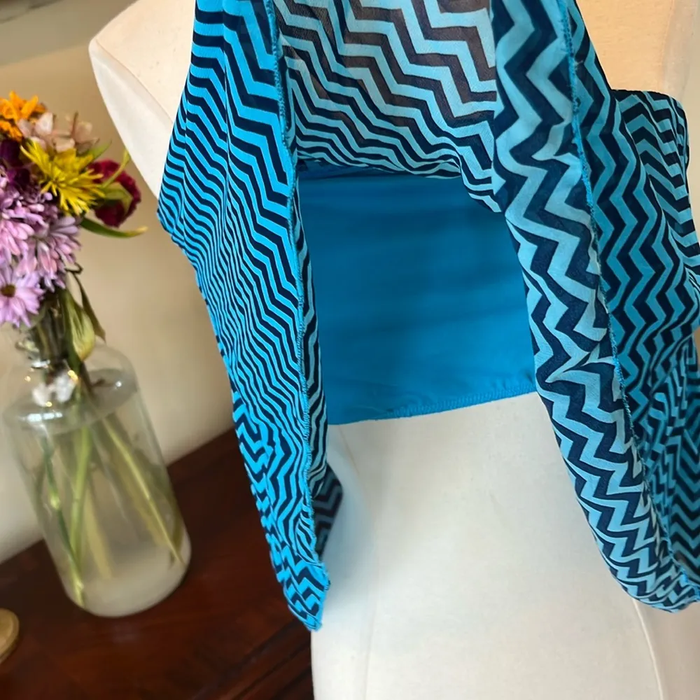Bright Blue Strapless Top Crop Flowy Beach Summer - Image 8