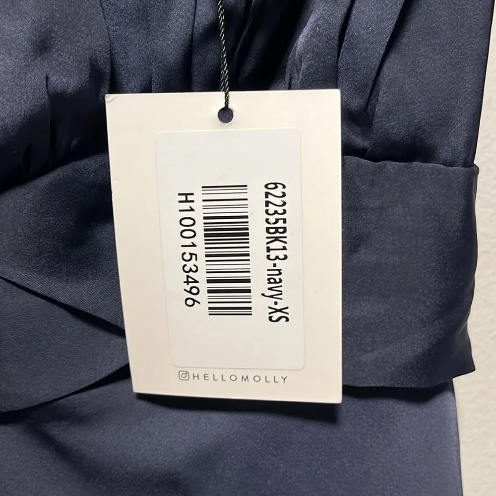 HELLO MOLLY (NWT) Sky Child Ruched Puff Sleeve Maxi Dress Navy, Size XS/2 - Image 10