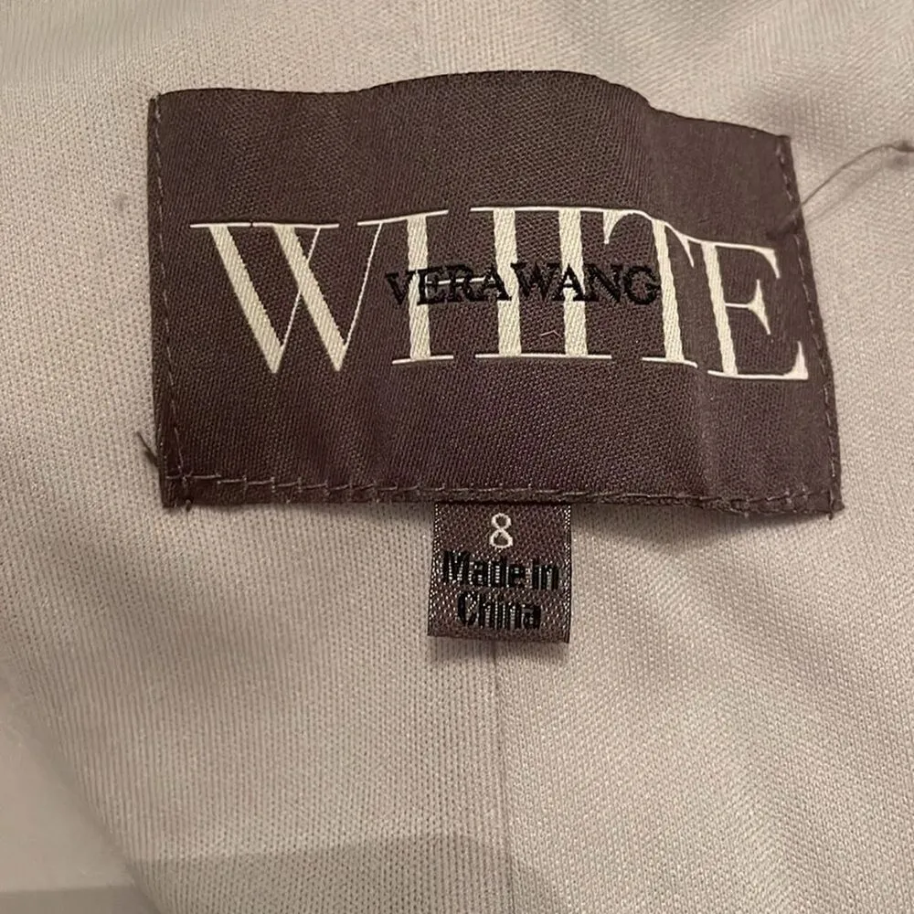 White Vera Wang Grey One Shoulder Jersey Satin Trim Bridesmaid Dress Womens 8 - Image 2