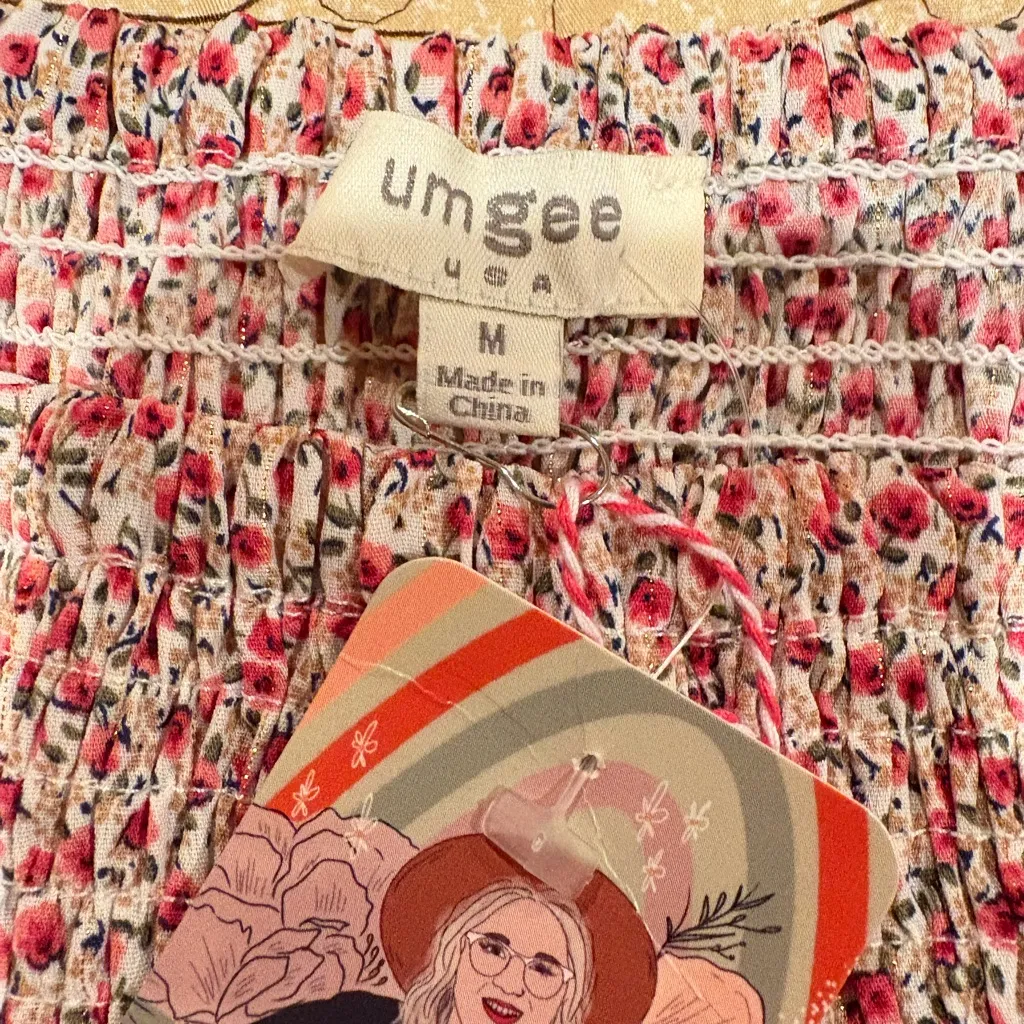 Umgee Red Mix Floral Ruffle Dress Boho - Image 7