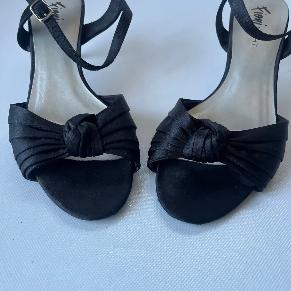 Fioni Nights Satin Kitten Heel Sandals Womens Size 8.5 Strappy Y2K Glam Cocktail Black - Image 2