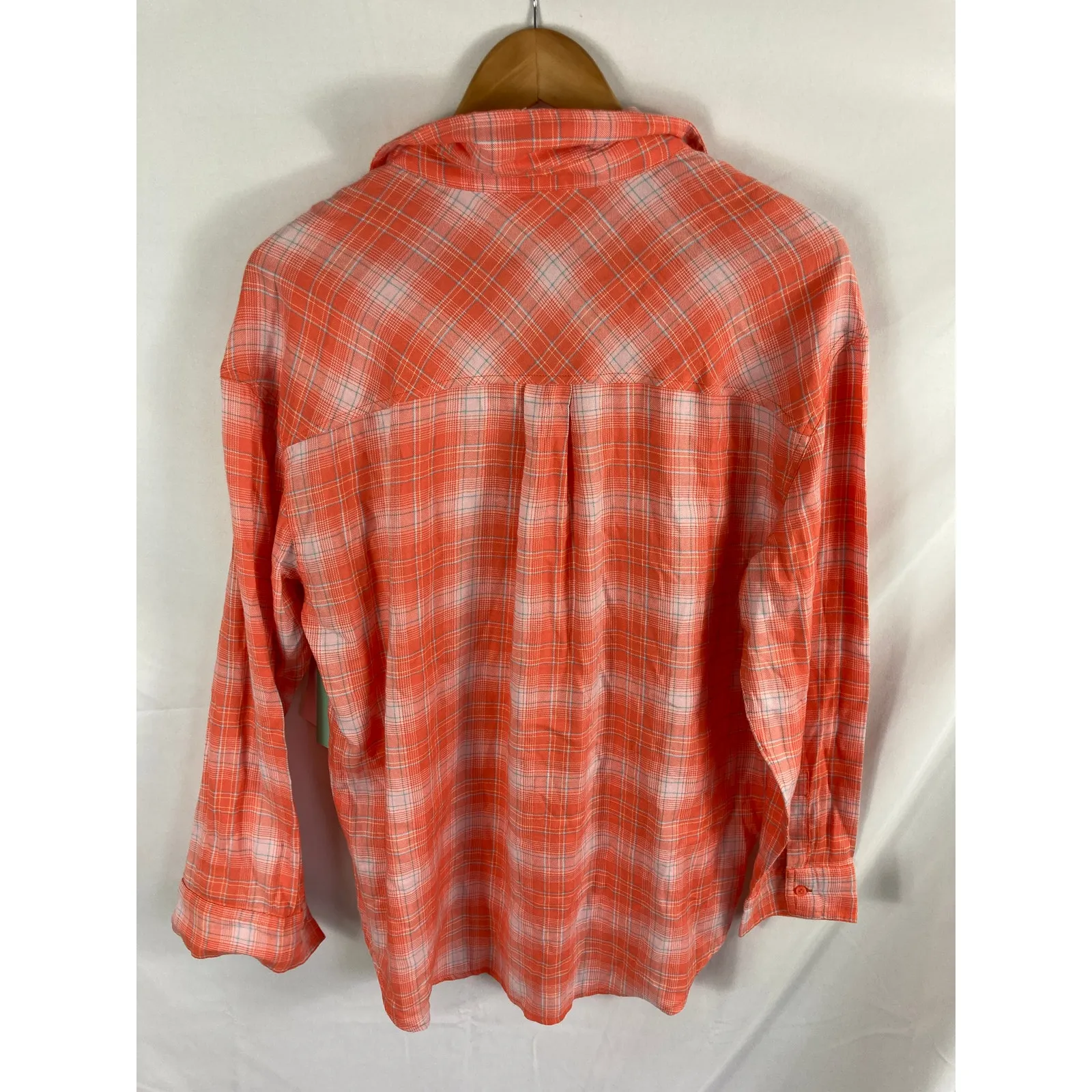 NWT Abound Oversized plaid Shirt Orange Size Medium - Image 5