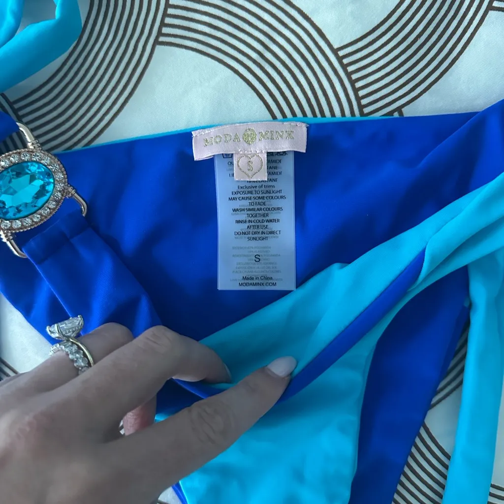 Moda Minx x Lyds Butler berry blue azure ocean contrast asymmetrical bikini - Image 8