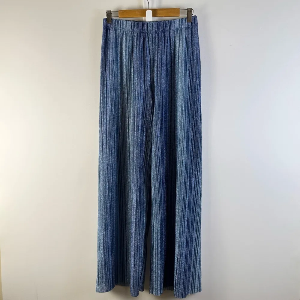 Urban Outfitters Renewal Parties Remnants Shimmer Plisse Pant Medium Wide Leg - Image 5