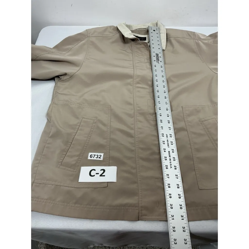 Womans Excellent Condition Braetan Lines Windbreaker Large Tan 3/4 Length Brown - Image 7