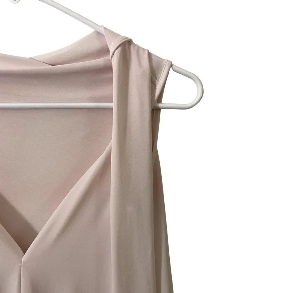 Maly sleeveless powder pink high low ruffle top summer v - Image 2