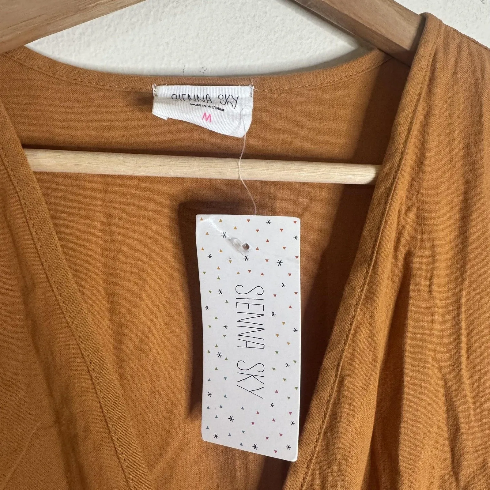 Sienna Sky Jumpsuit Womens Medium Brown Short Sleeve V Neck Elastic waist - Image 6