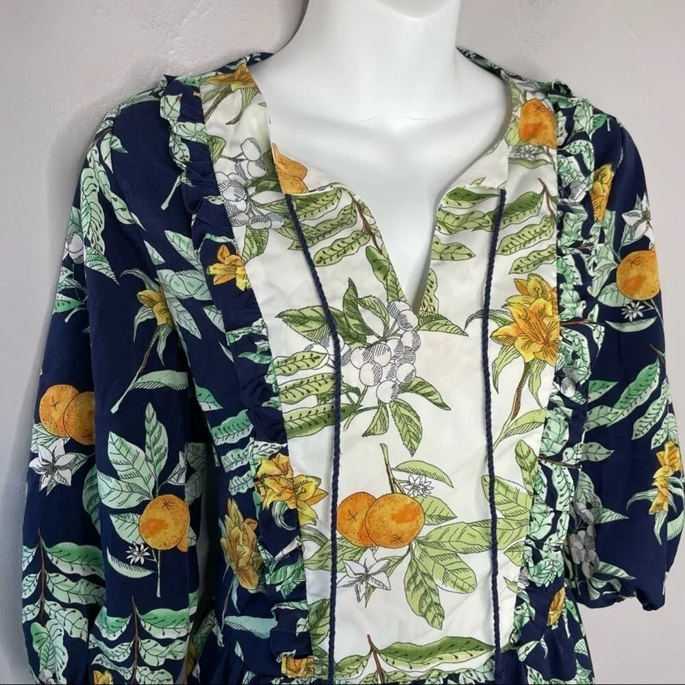 LOST + WANDER Mini Dress Womens Size Small Lemon Plants Bloomcore Boho Whimsical - Image 3