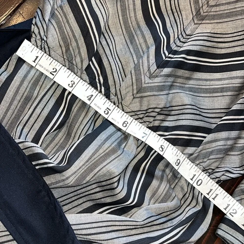 Vintage modest dress vertical stripes with belt 1980s 1970s - Image 7