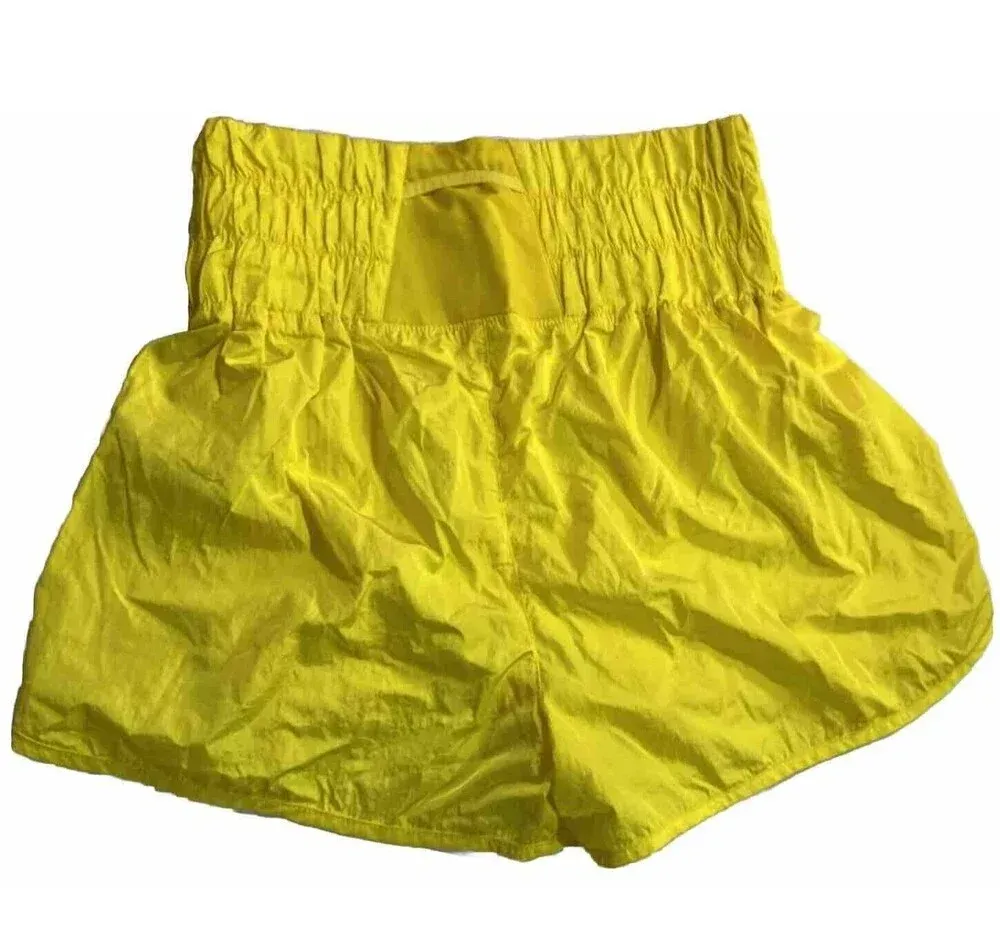 FREE PEOPLE MOVEMENT neon yellow high waisted running shorts size LARGE - Image 2
