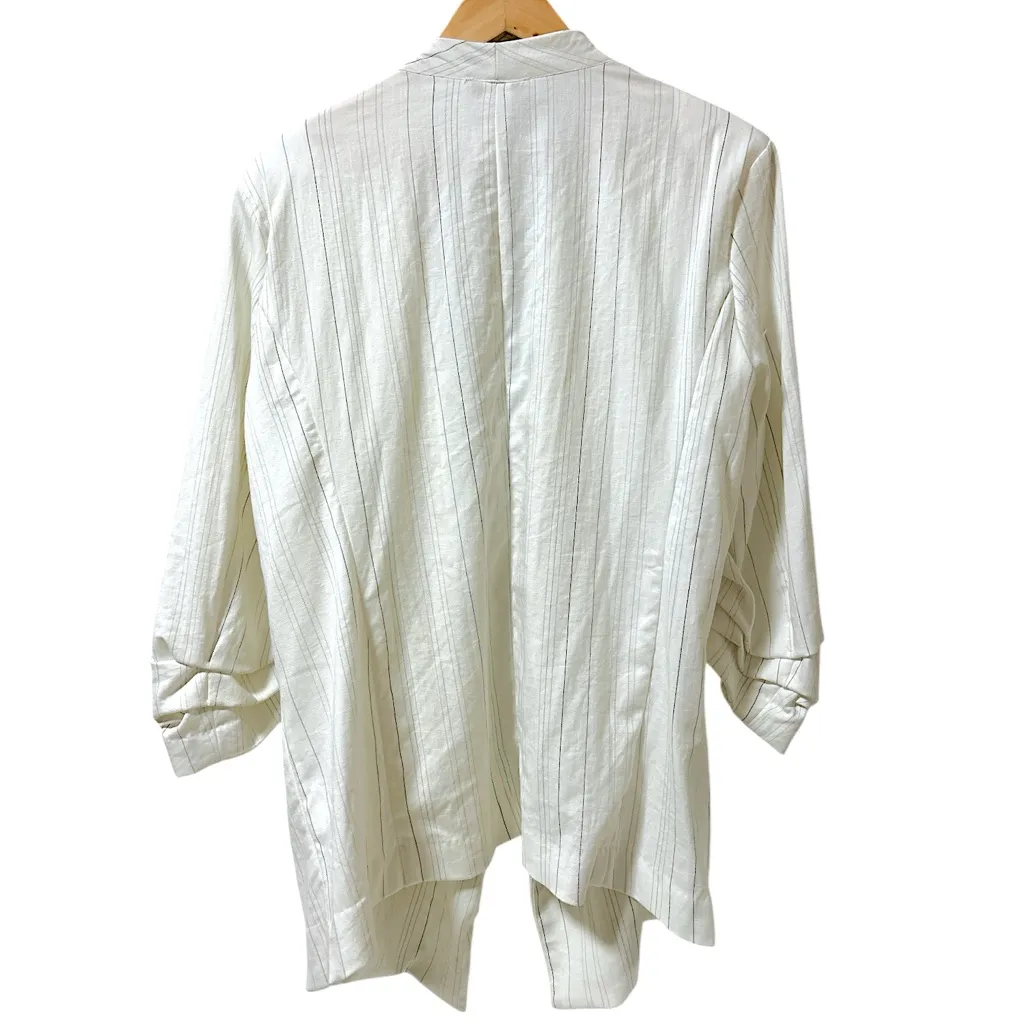 Rachel Zoe Blazer Women Large White Blue Magnolia Cottage Cowgirl Pocket Light - Image 2