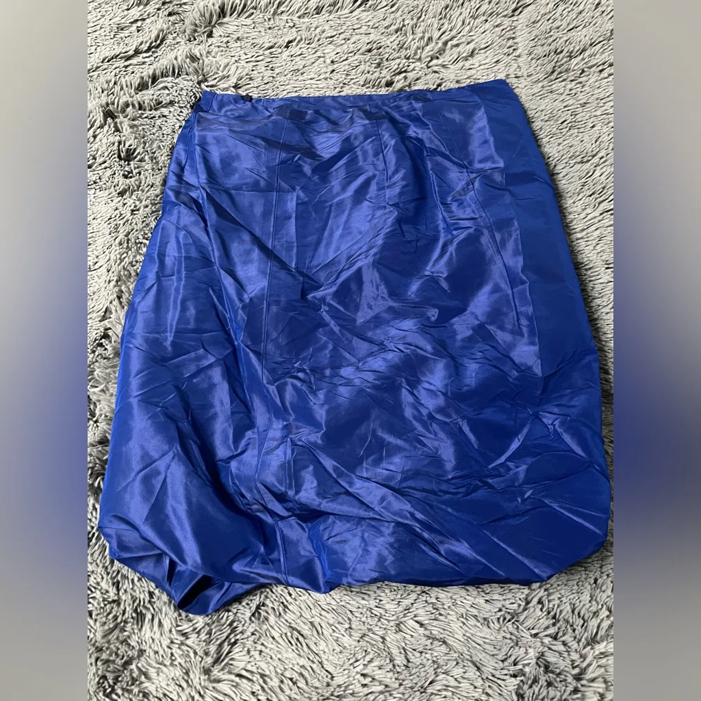Pauw Amsterdam Women’s Royal Blue Asymmetrical Bubble Hem Silk Skirt Size undefined - Image 2